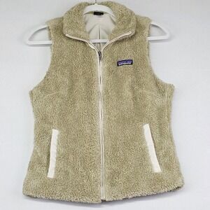 Patagonia Vest Sherpa Women's Small Tan Full Zip Sleeveless Outdoor Casual